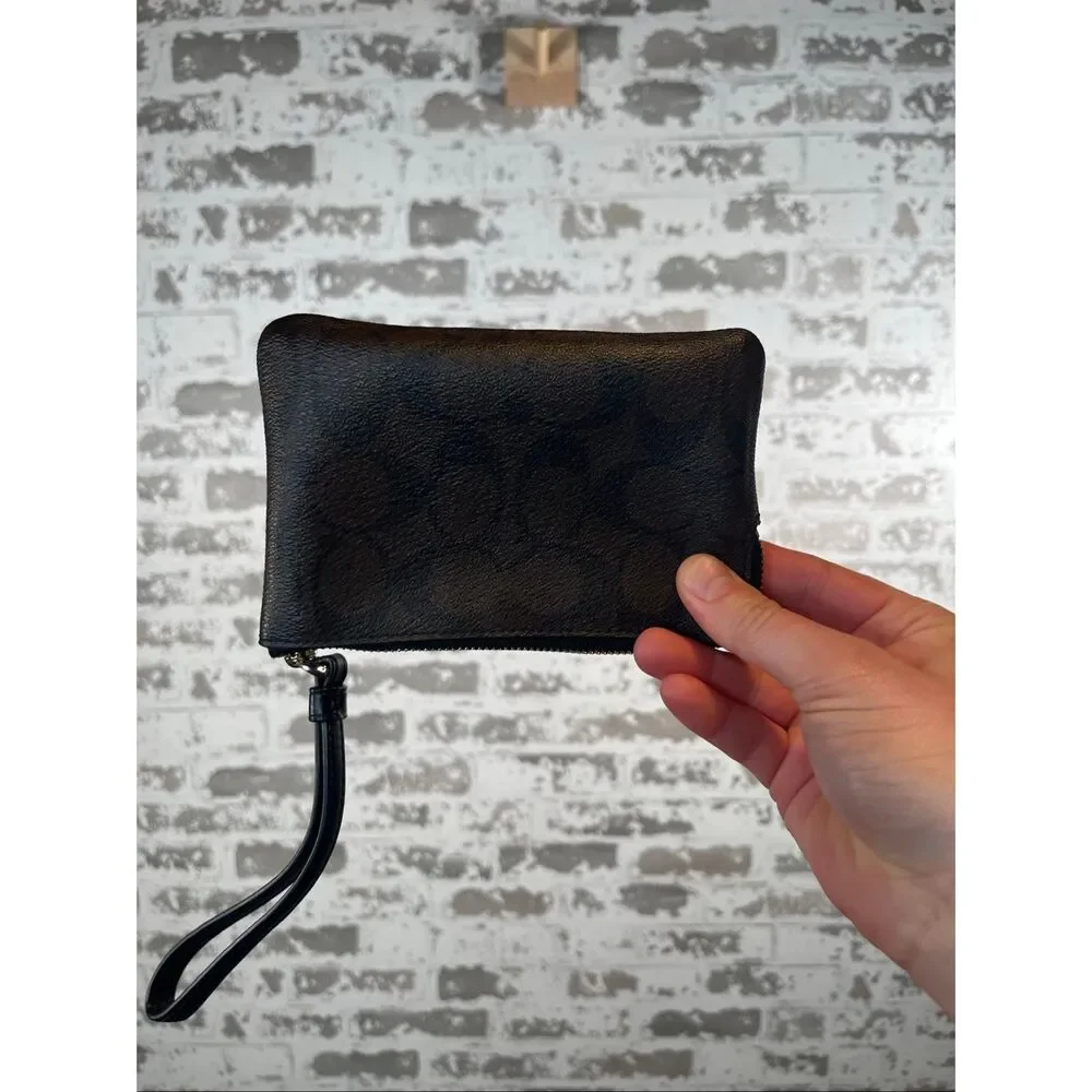 Coach | leather wristlet with strap